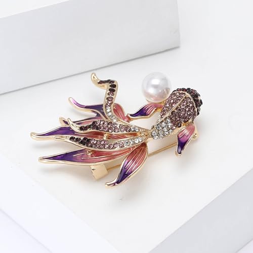 Image of Rhinestone Goldfish Brooches and Pins for Women Fashion Accessories Clothing Pins
