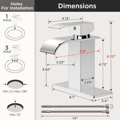 FORIOUS Bathroom Faucet, Stainless Steel, Single Hole, Chrome by FORIOUS - Used condition - Image 5