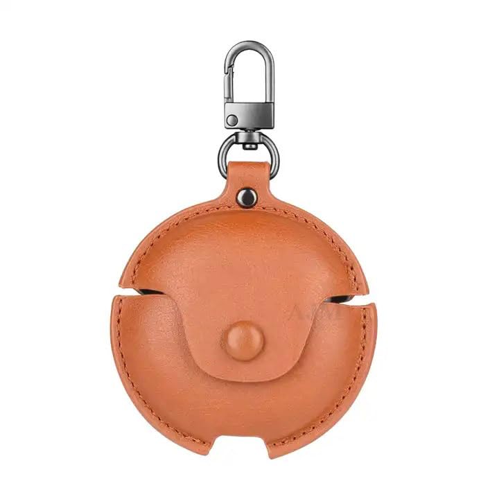 Image of AJM 360 Protection Shockproof Design Leather Case Compatible with Oppo Enco Buds 2 (Light Brown)
