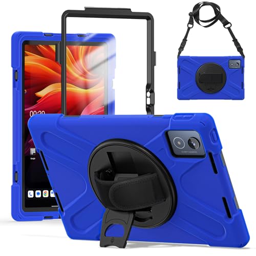 Étui anti-chute Lenovo Tab K11 Plus résistant aux chocs avec poignée et sangle bleu