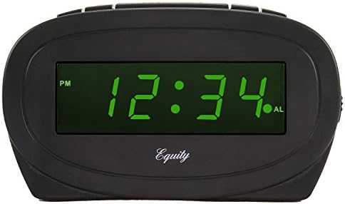 Equity 30226 Digital Green LED Electric Alarm Clock, Black