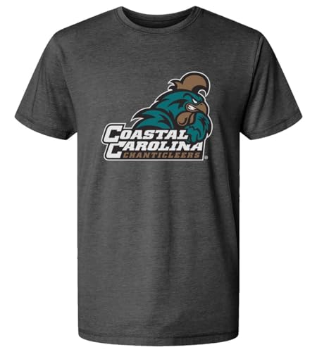NCAA Officially Licensed Apparel Coastal Carolina University Chanticleers Collegiate Logo Unisex PPCCU02 Unisex Vintage Washed T-Shirt Carolina02P Washed Black Medium
