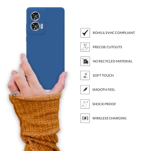 Image of SPRIG Compatible with Moto Edge 50 Fusion Premium SilkTone (Liquid Silicone) Back Cover Drop Tested Shock Proof Mobile Case for Men, Women, Boys and Girls with Camera Protection (Navy Blue)