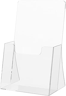 Brochure Holder Countertop Desk Display Holds 4.25" Trifold Pamphlets Flyers Leaflets Rack Cards for Restaurants Bistros Delis Cafes Clear Acrylic by Marketing Holders