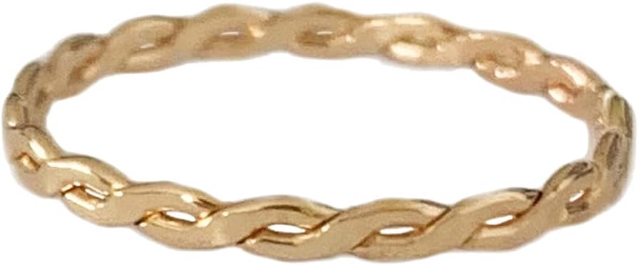 Toe Ring | 14K Gold Fill Thin Twisted Braid | Fitted Ring For Toe or Knuckle Midi | Unisex