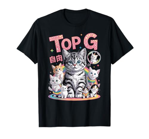 Top G Alpha Meow Male Cute Cat Kittens Unicorn Rainbow Men T-Shirt