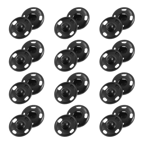 Image of sourcing map 50 Sets Sewing Snap Buttons, 10mm Press Buttons Metal Snap Fasteners for Clothes DIY Crafts, Black