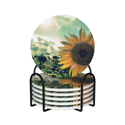 Dessous de verre en céramique premium avec support métallique décor - 2