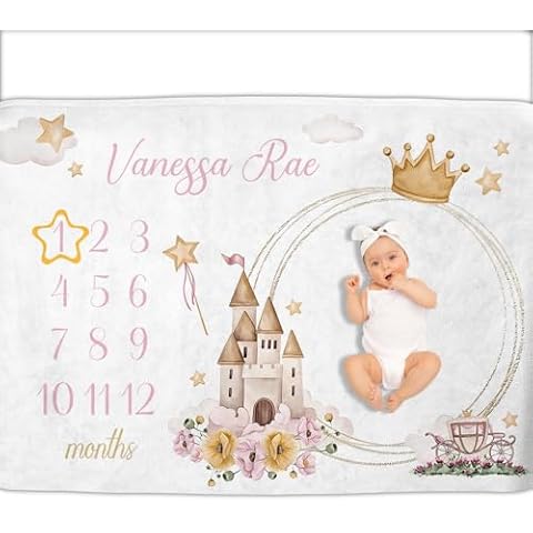 OLIVE OLIVIA Personalized Gifts for Baby with Customized Name, Baby Monthly Milestone Blanket for Baby Girl Boy, Baby Blanket, Perfect Custom Baby Blanket Gifts,30"x40" Cover