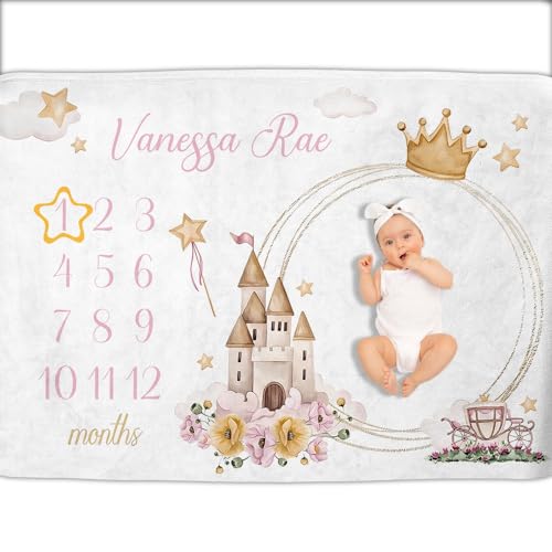 Image of OLIVE OLIVIA Personalized Gifts for Baby with Customized Name, Baby Monthly Milestone Blanket for Baby Girl Boy, Baby Blanket, Perfect Custom Baby Blanket Gifts,60 inchx80 inch