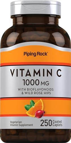 Piping Rock Vitamin C 1000mg | 250 Caplets | Supplement with Bioflavonoids and Rose Hips for Adults | Vegetarian, Non-GMO, Gluten Free