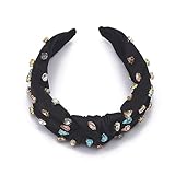 SZJULR Knotted Headband for Women Sparkle Wide Mixed Rhinestone Crystal Headbands Colorful Hairband Top Knot Headbands Luxury Black Fashion Wide Ladies Hair Accessories for Girls