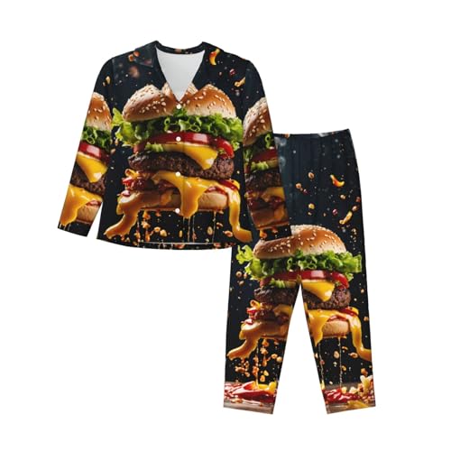 Pyjama imprimé Fast Food pour femmes ensemble tendance à manches longues EdWal