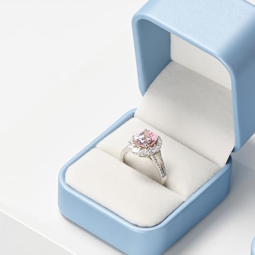 Leathe Ring Box Jewelry Gift Box Ring Holder Case For Birthday, Proposal,Wedding,Valentine's Day Gifts (Blue)