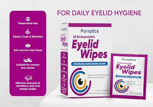 Puroptics Eyelid Wipes | Suitable For Use With Sensitive Eyes, Dry Eyes, Blepharitis & Mgd | Detergent And Preservative Free | 20 Individually Wrapped Eyelid Cleansing Wipes (3) - 2