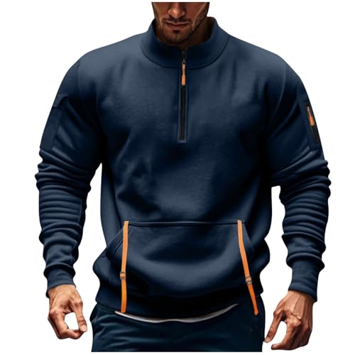 symoid Sweatshirts for Men Quarter Zip Up Crewneck Oversized Pullover Long Sleeve Solid Color Fall Winter Fashion Clothing