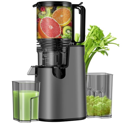Cold Press Juicer, Juicer Machines with 5.8' Wide Feed Chute for Juice Extractor, Slow Masticating Juicer for Vegetables & Fruits with High Juice Yield, Easy to Clean (Black)