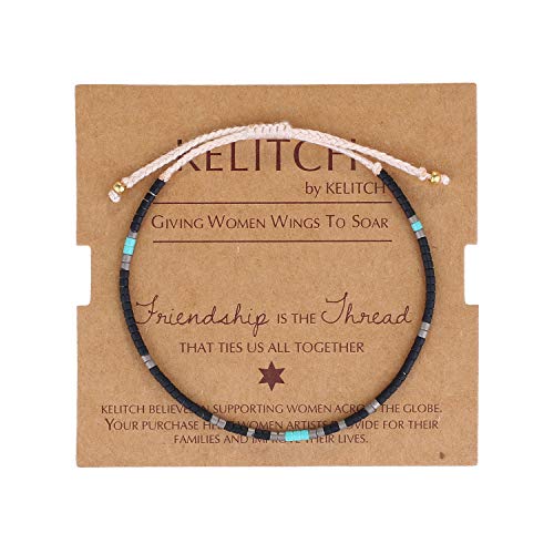 Image of KELITCH Miyuki Friendship Bracelet Boho Seed Beads Women Thin Strand Bracelets Adjustable