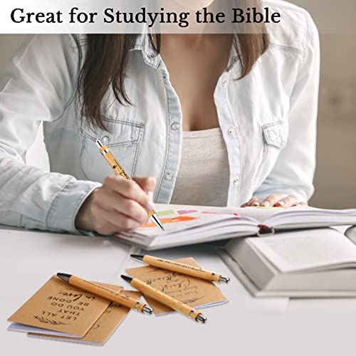 60 Pcs Bible Verse Inspirational Notebooks For Kids And Bamboo Pen Set Christian Prayer Journals Small Scripture Notepad School Mini Pocket Notebook Bible Ballpoint Pen Christian Gifts For Women Men #TOP5