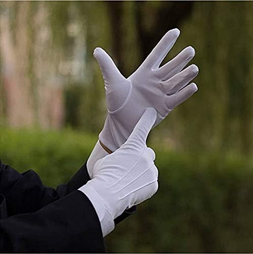 DreamHigh DH 2 Pairs White Cotton/Nylon Marching Gloves, Formal Tuxedo Honor Guard Parade Gloves - Image 7