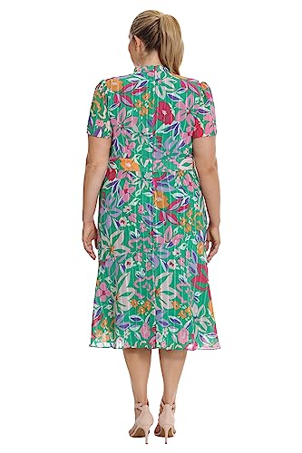 Image of Maggy London Women's Women's Dresses Floral Printed Neck Tie Short Sleeve Midi Dress
