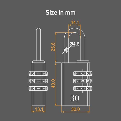 Image of AIDO by dormakaba Group 3 Digit Number Locks (Pack of 2)|30mm Combination Padlocks for Bag, Luggage, Sports Bag, Tool Boxes and Lockers| Water Resistant |Travel Friendly|2 Yr Warranty| Black, Silver