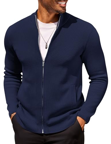 Cardigan à fermeture éclair veste décontractée homme pour sorties et bureau casual