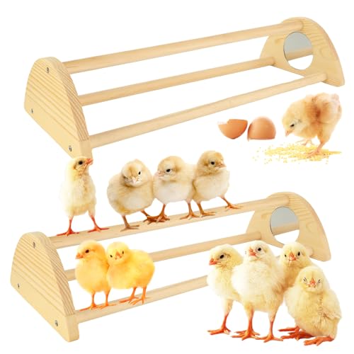 Image of YAYODS 2 Pack Chicken Perch for Baby Chicks, Wooden Chick Jungle Gym Roosting Bar, Chick Toys for Coop and Brooder, Parrot