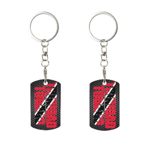 Porte-clés rectangulaire personnalisé en métal avec texte et inscription « Trinité-et-Tobago », pour la maison, le bureau et la moto.