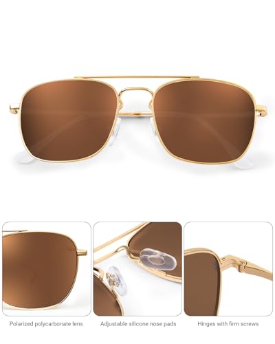 Image of JIM HALO Retro Square Aviator Sunglasses Premium Glass Lens Flat Metal Eyewear Men Women