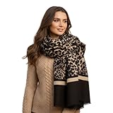 NociHah 2025 Women's Leopard Print Faux Cashmere Scarf - Ultra-Soft and Warm Autumn & Winter Neck Scarf