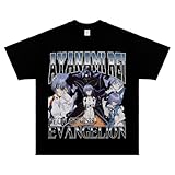 Camisa de Anime EVA Ayanami Rei T-Shirt Lavado Fashionable Cuello Redondo Casual Adorable Estampado Mangas Cortas