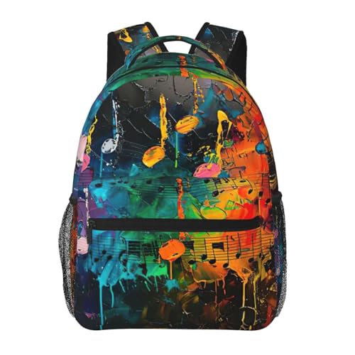 Sac à dos en toile OdDdot noir imprimé notes de musique pour homme et femme
