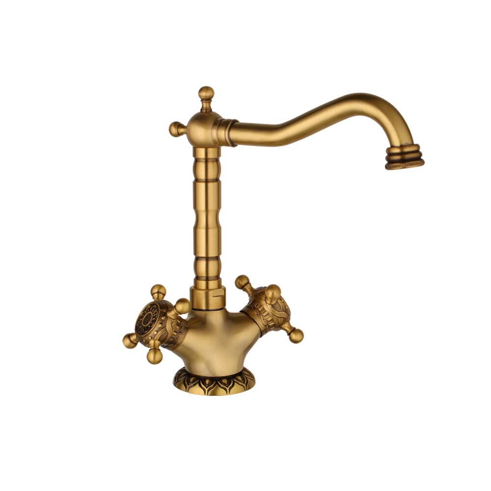 Robinet de salle de bain en laiton antique cascade céramique lavabo mitigeur ensemble