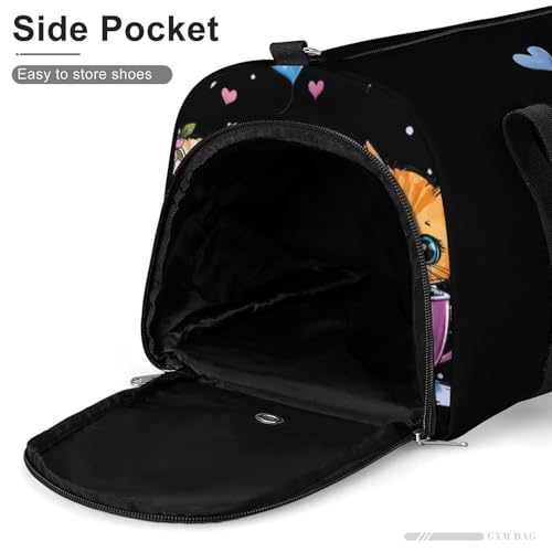 Teacup Cat Sports Gym Bag Travel Duffel Bag Weekender Bag Yoga Bag for Men Women 7