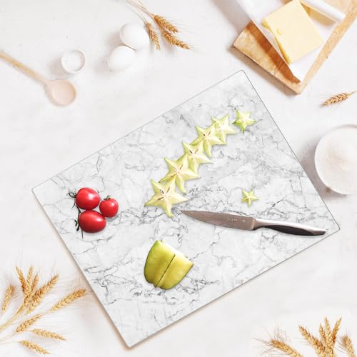 Tabla de cortar de vidrio templado JAMBALAY para cocina, 40,6 x 30,5 cm, con diseño mármol, pies antideslizantes, resistente al calor y a los golpes, apta para lavavajillas miniatura 6