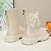 Boot for Girls Bow Mid Calf Booties Winter Fashion Leather Dress Boots with Side Zipper for Little Kids/Big Kids