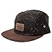 Blackskies Obsidian 5 Panel Cap | Men Women Skaters Snapback Suede Unisex Baseball Cap Wool Visor - Black Mottled Brown