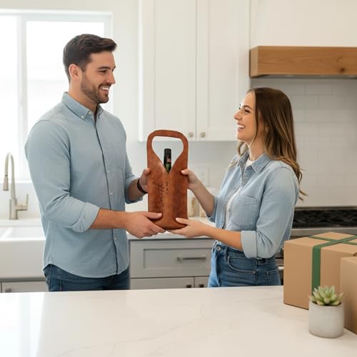 Bolso porta vino de cuero personalizado grabado a láser miniatura 5