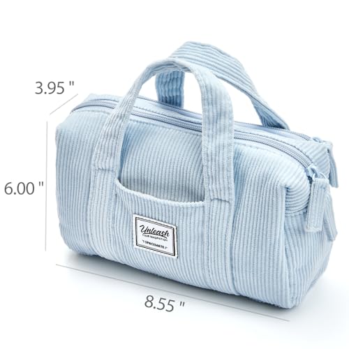 Image of SPACEMATE Pencil Case Pouch Box Bag School Supplies Girls Boys Kids, Cute Preppy Stuff Large Big Capacity Aesthetic Pen Organizer, Back to College Stationary, Baby Blue, Corduroy Style, 1800ml