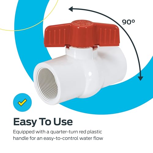 Image of Eastman 1-1 /2 Inch IPS Schedule 40 PVC Ball Valve, Quarter Turn Ball Valve, White, 20085