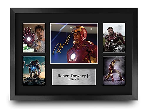 HWC Trading FR A3 Robert Downey Jr Ironman presenta una imagen impresa con autógrafo firmada para fanáticos de la película, A3 enmarcada