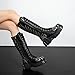 Knee High Flame Round Toe Thick Sole Platform Chunky Heels Women Shoes Plus Size Metal Decoration Fashion Gothic Punk Street Casual Shoes (Black, Adult, Women, 9.5, Numeric, US Footwear Size System, Medium)