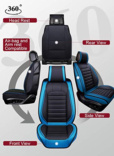 Oasis Auto Car Seat Covers Accessories Full Set Premium Nappa Leather Cushion Protector Universal Fit For Most Cars Suv Pick-Up Truck, Automotive Vehicle Auto Interior Décor (Os-012 Blue) #TOP2
