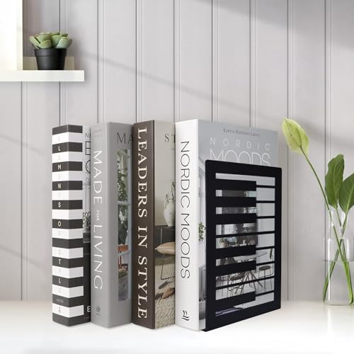 Bcpont Music Book Ends,Bookends For Selves,Metal Bookends For Heavy Books,Bookends Decorative Unique,Non-Skid Musical Piano Bookshelf Holder,Black thumb #4