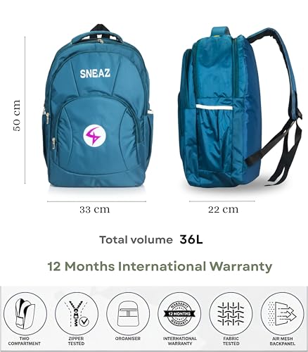 Image of 19 inch /36L Large Water Resistant School Bag, Casual 4 Compartment Backpack, Laptop Bag for Men and Women, Stylish & Trendy College Bag, Travel Bag For Unisex (BP-SNZ-02377)