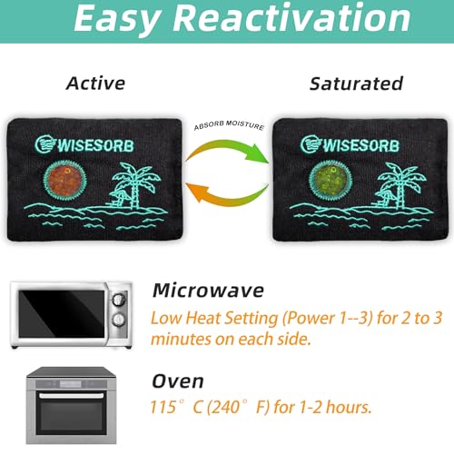 Image of Wisesorb 100g x 5pcs Rechargeable Desiccant Packs, Reusable Car Dehumidifier Bags Color Indicating Silica Gel Packets Moisture Absorbers for Storage Bins, Suitcase, Safe, 3D Filaments, Electronics