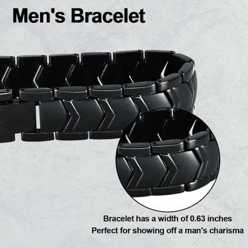 KYOSI Black Bracelet for Men Links Stainless Steels Mens Bracelet Accessories Fashion Jewelry 8.66 inches Fathers Day Gift3