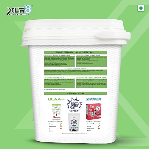 Image of XLR8 Whey Protein Powder with 24 g Protein Content & 5.4 g BCAA (3628 g (Pack of 1), Cookies & Cream)