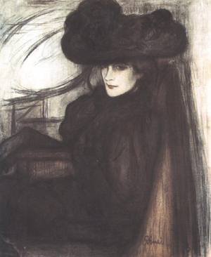 Peinture à l'huile salon chic József Rippl-Rónai portrait Lady with Black Veil pour salon
